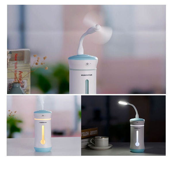 3-in-1 Humidifier/Fan/lamp LED for car/desk