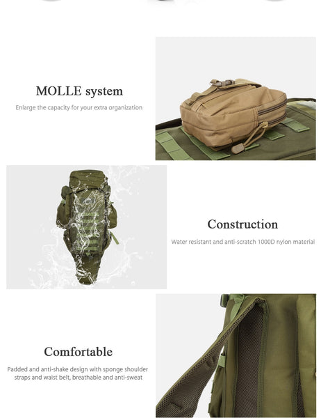 60L Outdoor Military Backpack