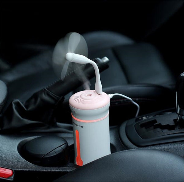3-in-1 Humidifier/Fan/lamp LED for car/desk